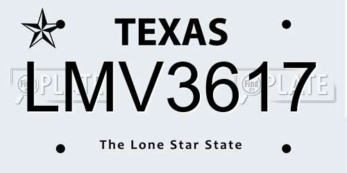 LMV3617 Texas License Plate