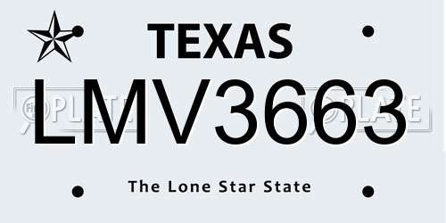 LMV3663 Texas License Plate