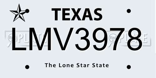 LMV3978 Texas License Plate