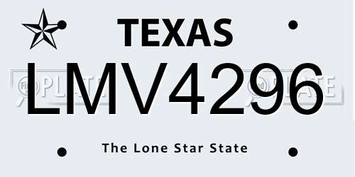 LMV4296 Texas License Plate
