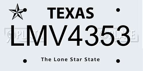 LMV4353 Texas License Plate