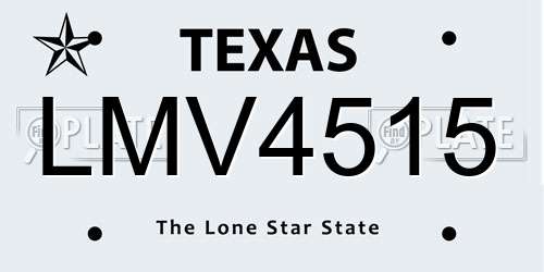 LMV4515 Texas License Plate