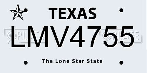 LMV4755 Texas License Plate