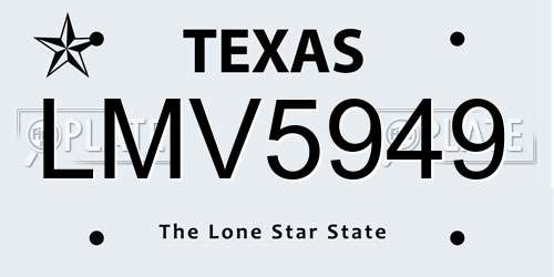 LMV5949 Texas License Plate