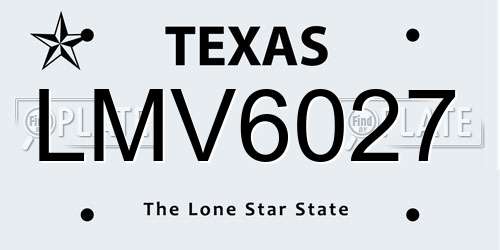 LMV6027 Texas License Plate