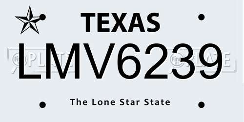 LMV6239 Texas License Plate