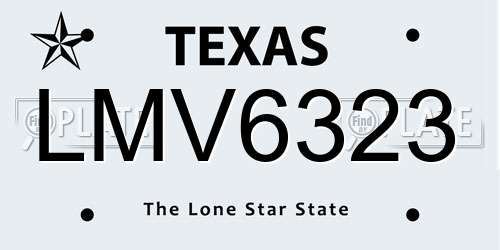 LMV6323 Texas License Plate