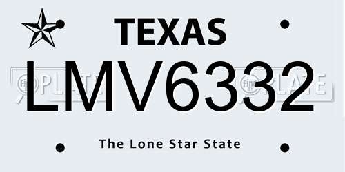 LMV6332 Texas License Plate