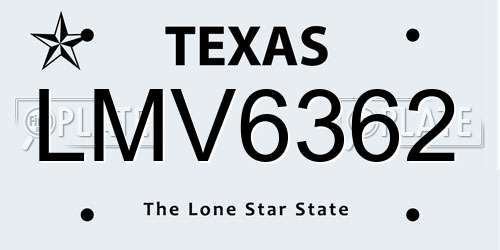 LMV6362 Texas License Plate