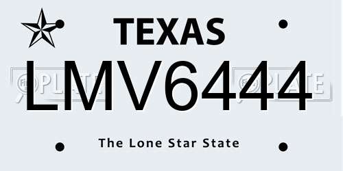 LMV6444 Texas License Plate