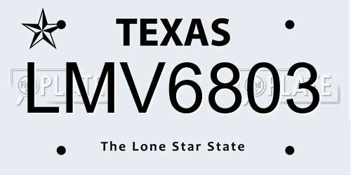 LMV6803 Texas License Plate