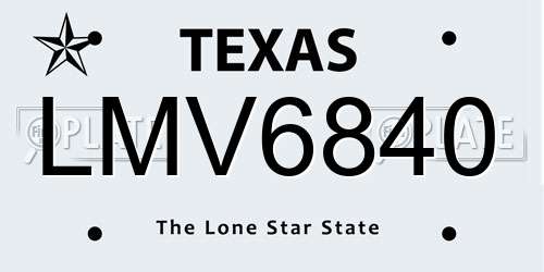 LMV6840 Texas License Plate