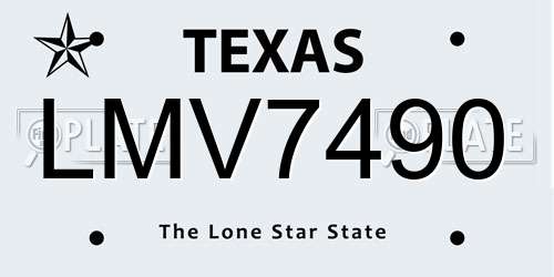 LMV7490 Texas License Plate