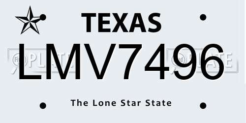LMV7496 Texas License Plate