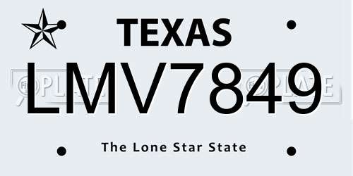 LMV7849 Texas License Plate