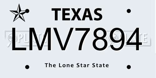 LMV7894 Texas License Plate