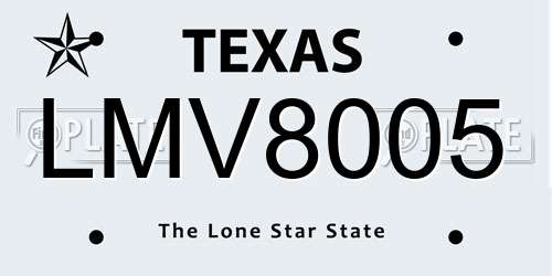 LMV8005 Texas License Plate