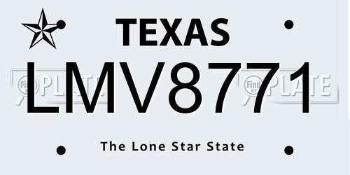 LMV8771 Texas License Plate