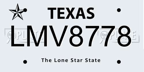 LMV8778 Texas License Plate