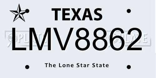 LMV8862 Texas License Plate