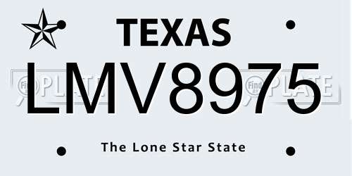 LMV8975 Texas License Plate