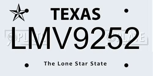 LMV9252 Texas License Plate