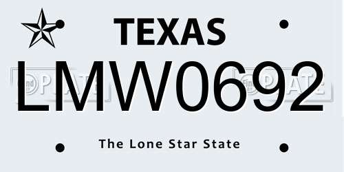 LMW0692 Texas License Plate