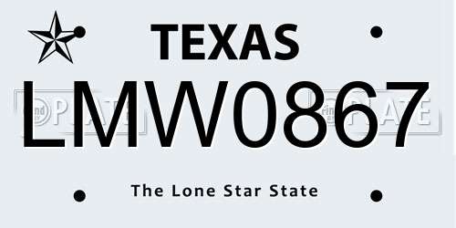LMW0867 Texas License Plate