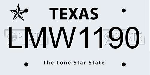 LMW1190 Texas License Plate
