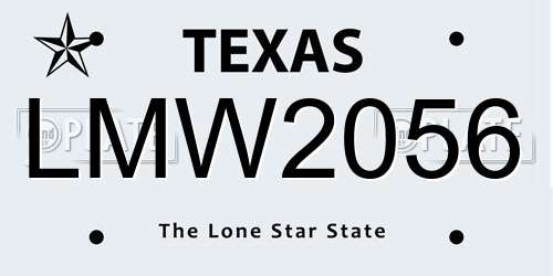 LMW2056 Texas License Plate
