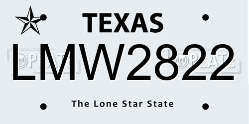 LMW2822 Texas License Plate