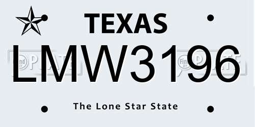 LMW3196 Texas License Plate