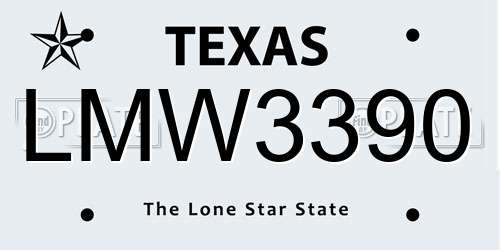 LMW3390 Texas License Plate