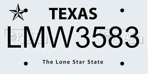 LMW3583 Texas License Plate