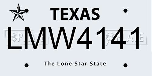 LMW4141 Texas License Plate