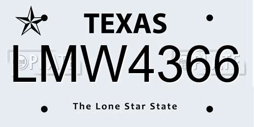 LMW4366 Texas License Plate