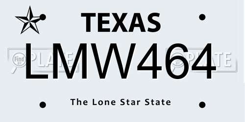 LMW464 Texas License Plate