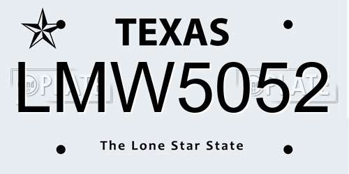 LMW5052 Texas License Plate