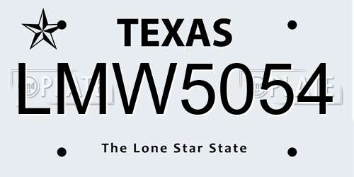 LMW5054 Texas License Plate