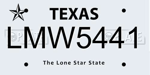 LMW5441 Texas License Plate