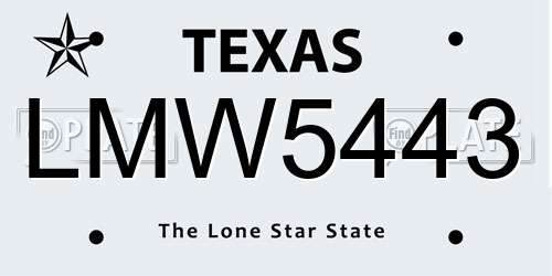 LMW5443 Texas License Plate