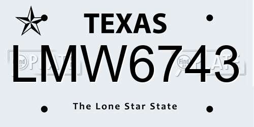 LMW6743 Texas License Plate