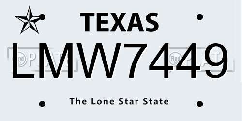 LMW7449 Texas License Plate