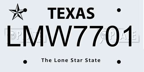 LMW7701 Texas License Plate