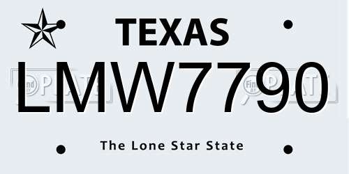 LMW7790 Texas License Plate