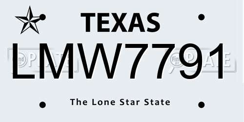 LMW7791 Texas License Plate