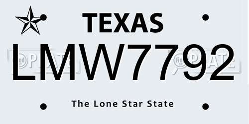 LMW7792 Texas License Plate