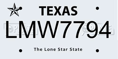 LMW7794 Texas License Plate