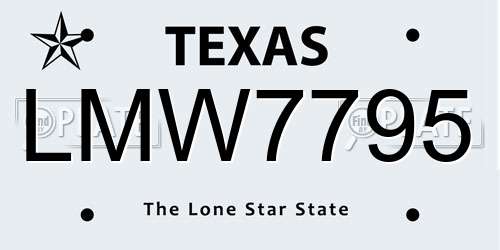 LMW7795 Texas License Plate