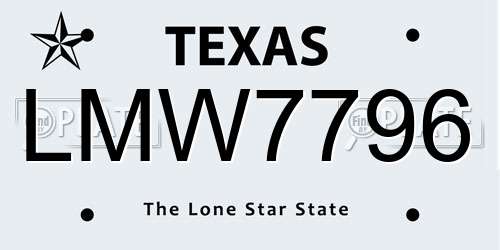 LMW7796 Texas License Plate